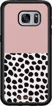 Samsung S7 hoesje - Stippen roze | Samsung Galaxy S7 case | Hardcase backcover zwart