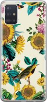 Samsung A51 hoesje siliconen - Zonnebloemen / Bloemen | Samsung Galaxy A51 case | geel | TPU backcover transparant