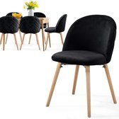 Trend24 Eetkamerstoelen set van 6 - Stoelen eetkamer - Stoelen set van 6 - Stoelen 6 stuks - Stof - Beukenhout - Zwart