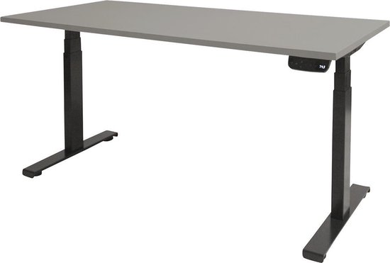 RoomForTheNew Bureau Heathrow plus-Desk - Zit sta Bureau - Zit sta Bureau Elektrisch - Gaming Bureau - Game Bureau - Verstelbaar Bureau - standing Desk--Grijs blad-Zwart onderstel- 160x80
