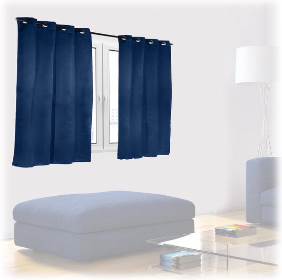 Relaxdays verduisterende gordijnen - 2x - blauw - kant en klaar -  slaapkamer gordijn -... | bol.com