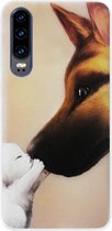 ADEL Siliconen Back Cover Softcase Hoesje Geschikt voor Huawei P30 - Hond Kat Familie