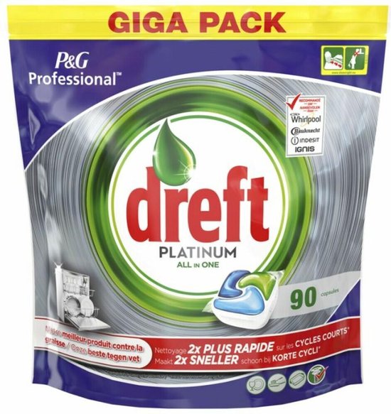 Dreft Platinum Regular - All in one - 90 Stuks - Vaatwastabletten