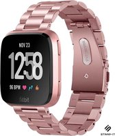 Stalen Smartwatch bandje - Geschikt voor Fitbit Versa / Versa 2 stalen bandje - roze - Strap-it Horlogeband / Polsband / Armband