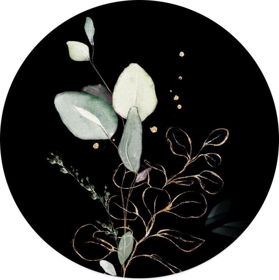 Label2X Cercle mural or noir - Ø 40 cm - Forex (intérieur)