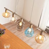 Lindby - hanglamp - 5 lichts - glas, metaal - H: 21 cm - E14 - helder, , amber, rookgrijs, gesatineerd nikkel