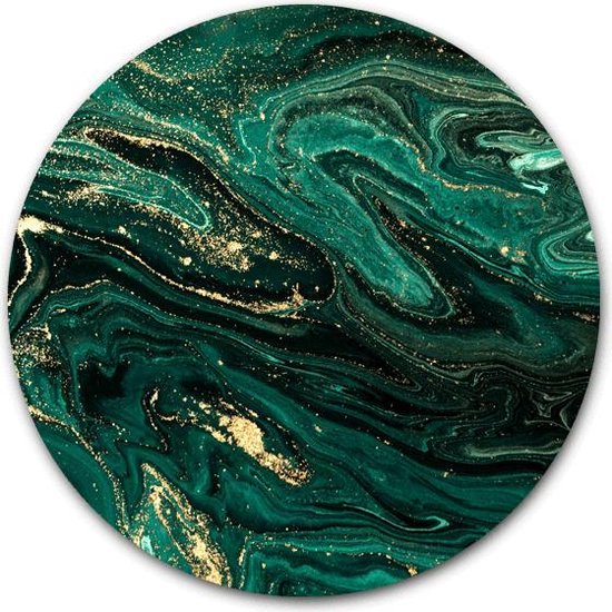 Wandcirkel marmer groen goud - WallCatcher | Acrylglas 140 cm | Muurcirkel Marble Green