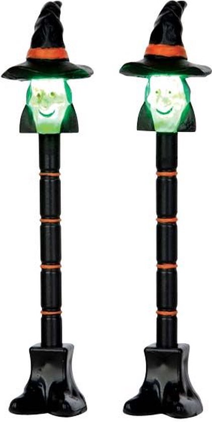 Lemax - Witch Lamp Post -  Set Of 2 -  B/o (4.5v) - Kersthuisjes & Kerstdorpen