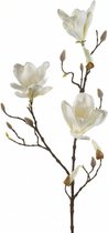 Emerald Kunstbloem Magnolia tak - 90 cm - wit/creme - Kunst zijdebloemen