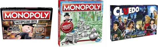 Afbeelding van het spel Spellenbundel - Bordspellen - 3 Stuks - Monopoly Valsspelerseditie & Monopoly Classic & Cluedo