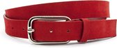 Hippe rode suede dames riem 3 cm breed - Rood - Basic - Echt Suede leer - Taille: 90cm - Totale lengte riem: 105cm