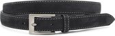 JV Belts zwarte smalle dames riem - dames riem - 2.5 cm breed - Zwart - Echt Leer/Nubuck - Taille: 90cm - Totale lengte riem: 105cm