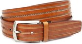 Sportieve cognac heren riem 4 cm breed - Cognac - Sportief - Echt Leer - Taille: 115cm - Totale lengte riem: 130cm