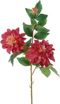 Kunstbloem - Zijde - Dahlia - Bordeauxrood - 90 cm - Boeket van 5 stuks - 2 bloemen en 1 knop per stengel - In cadeauverpakking met gekleurd lint