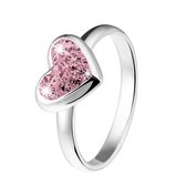 Lucardi Ringen - Zilveren kinderring met licht roze kristal
