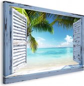 Schilderij Uitzicht over tropisch strand 70x118 cm