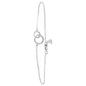 Lucardi Dames Armband 2 ringen met zirkonia - Echt Zilver - Armband - Cadeau - Moederdag - 19 cm - Zilverkleurig
