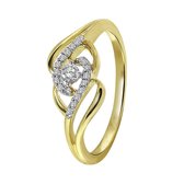 Lucardi Dames Ring met 19 diamanten 0,13ct - Ring - Cadeau - 14 Karaat Goud - Geelgoud