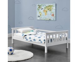 Kinderbed met bedbodem en uitvalbeveiliging 80x160 cm wit