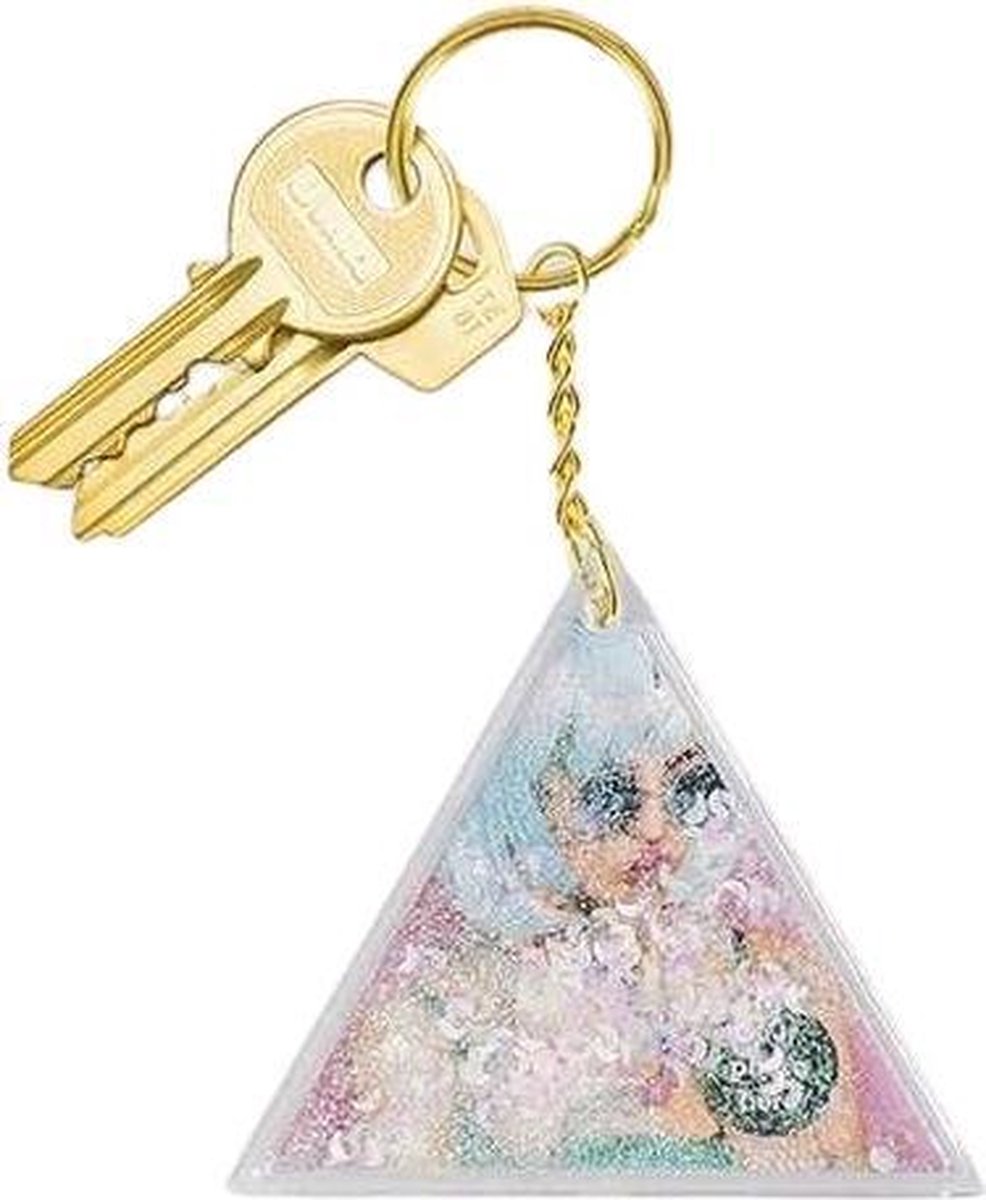 Doiy Sleutelhanger Aqua Glitter 11 Cm Polycarbonaat Wit