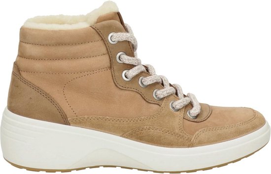 Ecco Soft 7 Wedge dames veterboot - Cognac - Maat 37 | bol.com