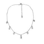 Ketting met hartjes en slotjes - Choker Collier - Zilver - 38 cm