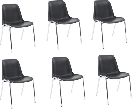 RoomForTheNew Stoel zwart - SET VAN 6 STUKS -- Zwarte stoel - Stoel -  Kantine stoel -... | bol.com