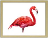 Foto in frame Getekende roze flamingo II, 3 maten, Premium print