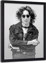 Foto in frame , John Lennon , Legende , 70x100cm , zwart wit , wanddecoratie