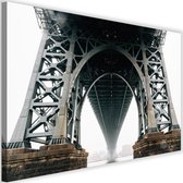 Schilderij Onderkant Brooklyn bridge, 2 maten, wit/grijs