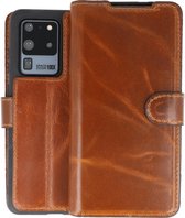 BAOHU Handmade Leer Telefoonhoesje - Wallet Case - Portemonnee Hoesje voor Samsung Galaxy S20 Ultra - Bruin