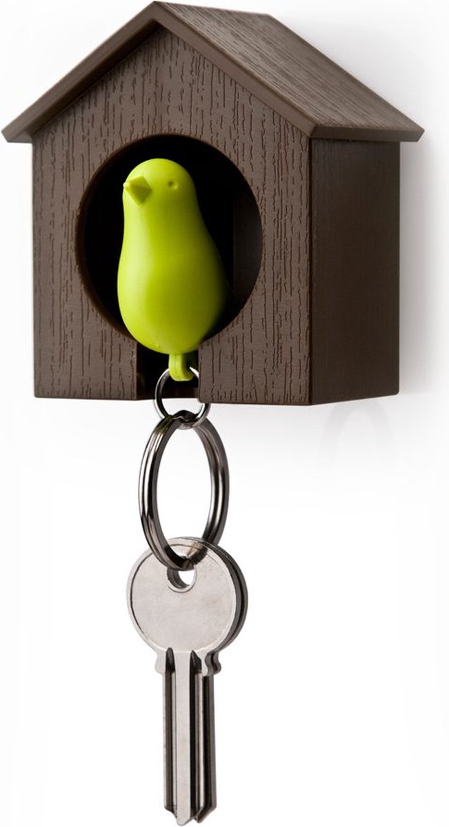 Sleutelhanger vogelhuisje groen bruin - Qualy
