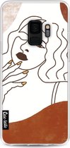 Casetastic Samsung Galaxy S9 Hoesje - Softcover Hoesje met Design - Line Art Woman Print