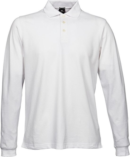 Tee Jays Heren Luxe Stretch Poloshirt met lange mouwen (Wit)