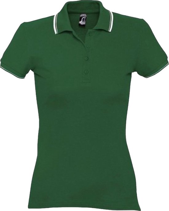 SOLS Dames/Dames Praktijk getipt Pique korte mouw Poloshirt (Groen/Wit)