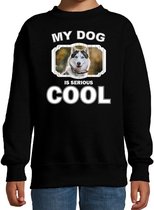 Husky honden trui / sweater my dog is serious cool zwart - kinderen - Siberische huskys liefhebber cadeau sweaters 9-11 jaar (134/146)