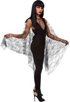 Smiffy's - Sexy Spinnenweb Cape Vrouw - Zwart - One Size - Halloween - Verkleedkleding