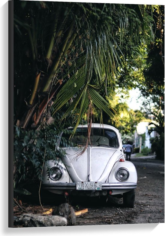 Canvas  - Oldtimer onder de Palmbladeren - 60x90cm Foto op Canvas Schilderij (Wanddecoratie op Canvas)