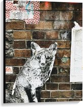 Canvas  - Geschilderde Wolf - 75x100cm Foto op Canvas Schilderij (Wanddecoratie op Canvas)