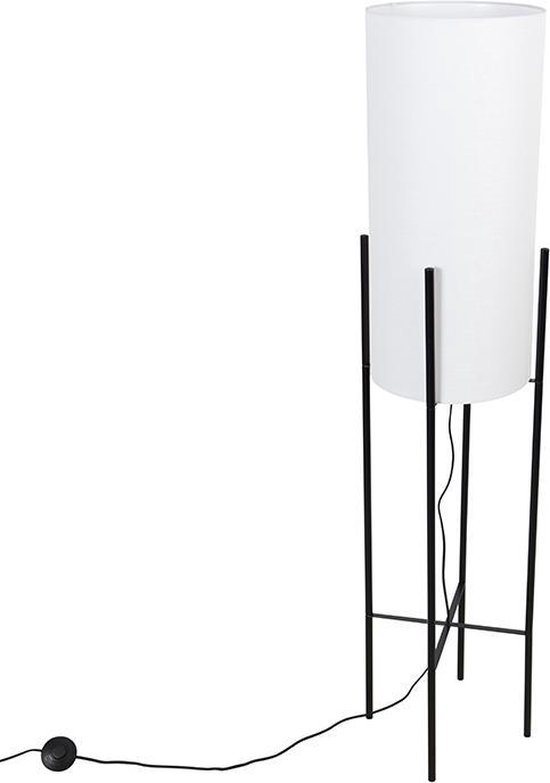 QAZQA rich - Moderne Vloerlamp | Staande Lamp met kap - 1 lichts - H 1450 mm - Wit - Woonkamer | Slaapkamer