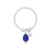 Ring kraal Star  — Zilver Blauw