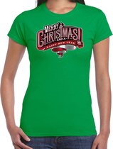 Merry Christmas Kerst shirt / Kerst t-shirt groen voor dames - Kerstkleding / Christmas outfit S