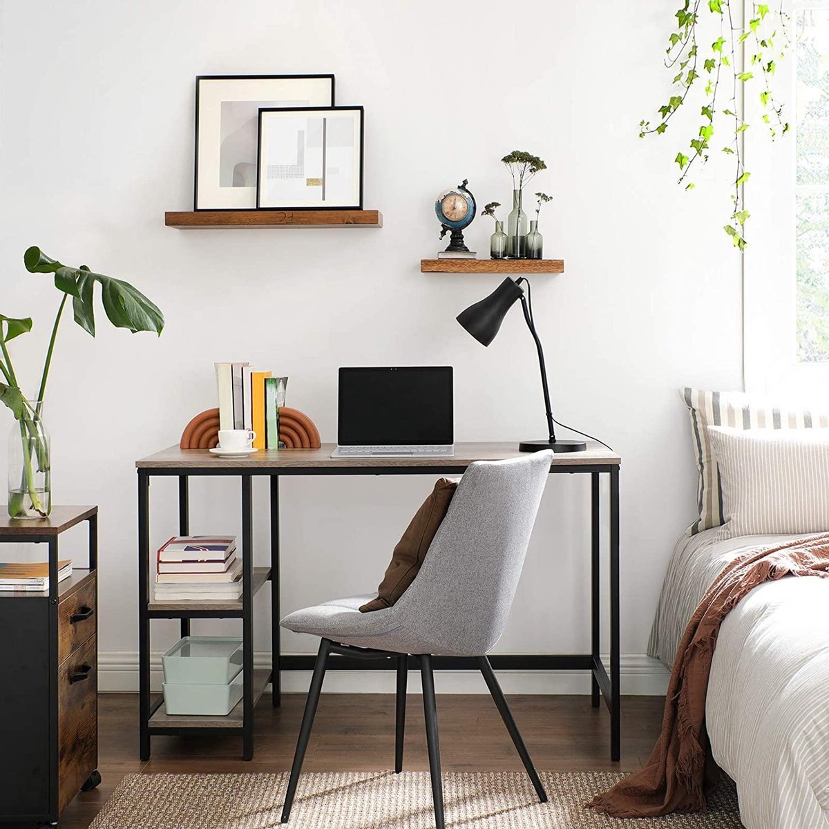 sogesfurniture Bureau klein, inklapbaar, 80 x 40 cm, klaptafel, computertafel, kantoormeubel, pc-tafel, kleine eettafel, werktafel, inklapbaar voor thuis, kantoor, picknick, licht eiken en wit