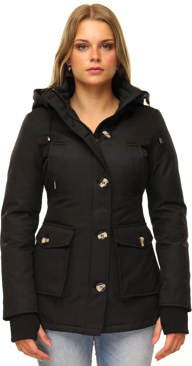 Versano Marry Parka Dames Winterjas M - Getailleerde Italiaanse Winterjas - Slim Fit - Zwart