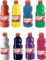 8x Grands tubes de peinture hobby et artisanale 500 ml par tube - noir / blanc / bleu / vert / jaune / rouge / violet / rose