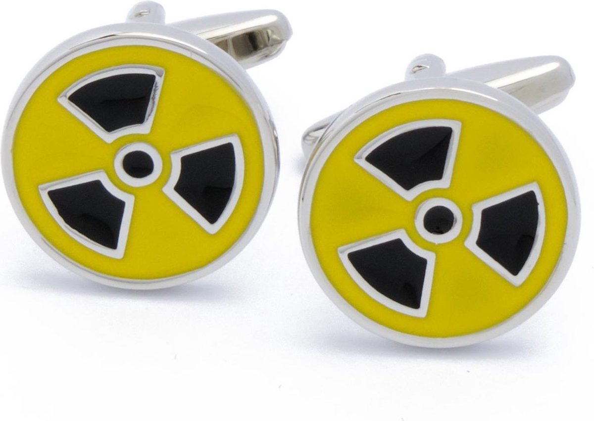 Manchetknopen - Radioactief Nuclear Logo Geel