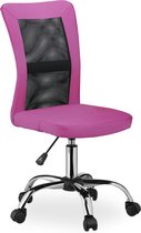 Relaxdays bureaustoel zonder armleuning - ergonomische computerstoel - verstelbaar - stoel - roze