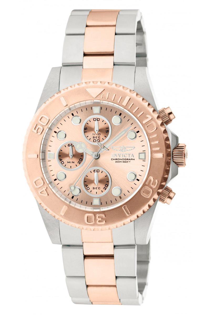 Invicta Pro Diver 1775 Heren Horloge - Waterdicht - Analoog - Quartz Uurwerk - Roestvrij Staal met rosegouden Wijzerplaat - 43mm