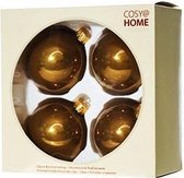 KERSTBALLEN SET 4 STUKS | KERSTVERSIERING | PEARL BRASS | D8 CM | GLAS