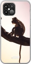 iPhone 12 Pro Max Hoesje Transparant TPU Case - Macaque #ffffff